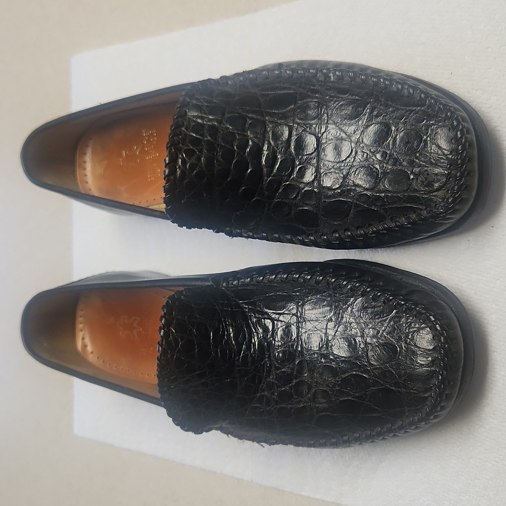 Zelli Black Leather Croc Loafers, Men's Size 8.5, GUC